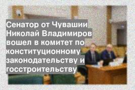 Сенатор от Чувашии Николай Владимиров вошел в комитет по конституционному законодательству и госстроительству