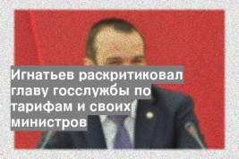 Игнатьев раскритиковал главу госслужбы по тарифам и своих министров