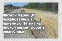 Жители Марий Эл пожаловались в приемную Путина на плохой ремонт дорог в республике